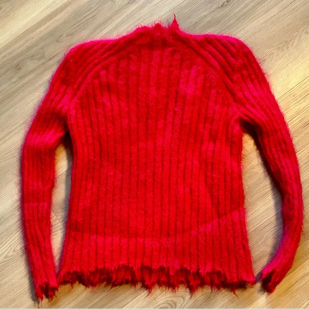 IRO Mohair Wool Sweater M Pink Fringed Hem Fuzzy Feminine Luxury Old Money - Picture 10 of 12